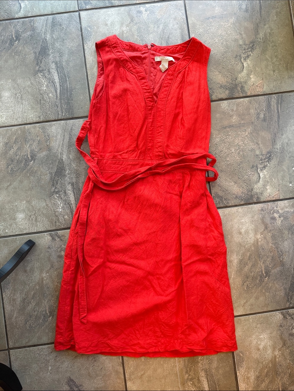 Banana republic Red Sleeveless V-Neck Wrap Dress